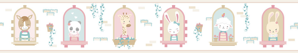 Dětská samolepící bordura se zvířátky 473-2, Pippo, ICH Wallcoverings