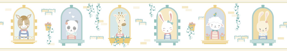 Dětská samolepící bordura se zvířátky 473-1, Pippo, ICH Wallcoverings