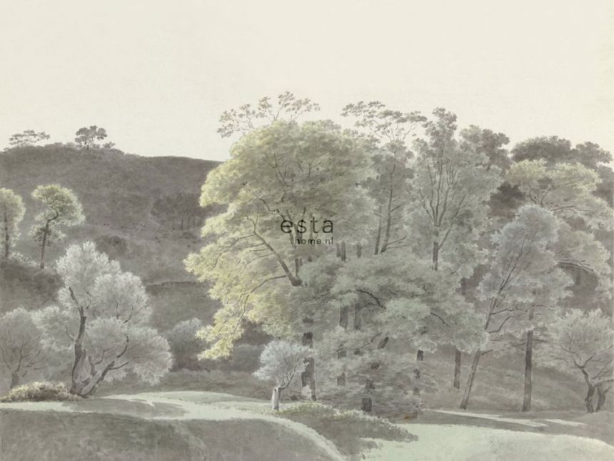 Vliesová obrazová tapeta Kresba krajiny, stormy 158892, 372 x 279 cm, Blush, Esta Home