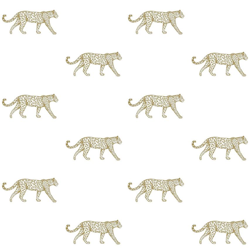 Vliesová tapeta bílá se zlatými leopardy 347685, Precious, Origin