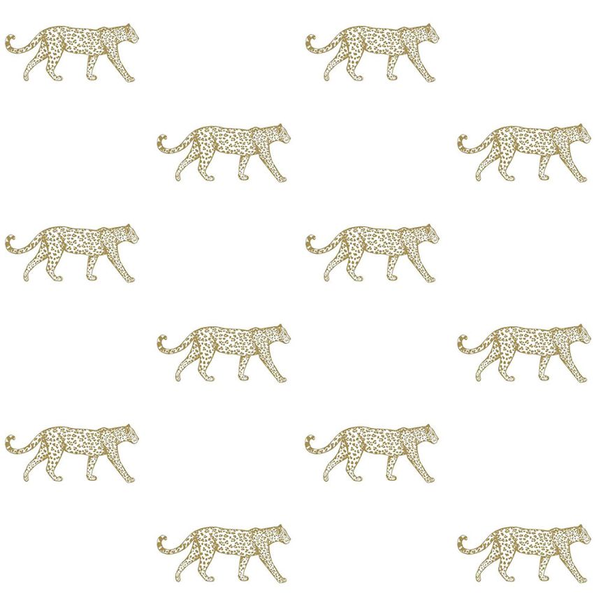 Vliesová tapeta bílá se zlatými leopardy 347685, Precious, Origin