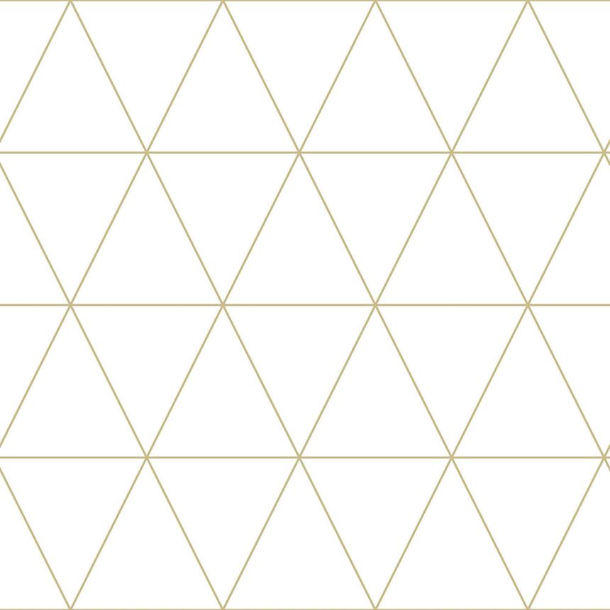 Moderní vliesová designová tapeta na zeď - zlaté obrysy trojúhelníků 347682, City Chic, Precious, Origin
