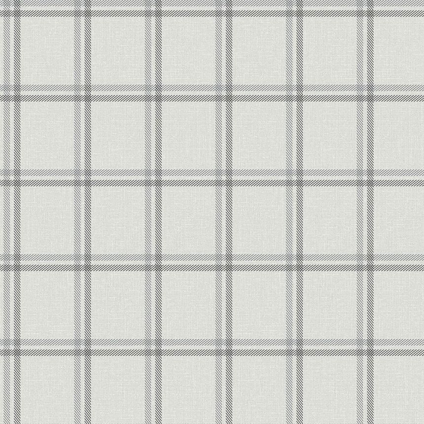Vliesová tapeta na zed imitace látky, šedé káro 347621, Natural Fabrics, Origin