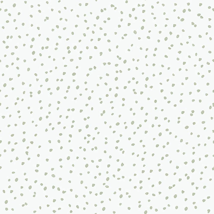 Vliesová dětská bílá tapeta se zelenými flíčky - L99304, My Kingdom, Ugépa