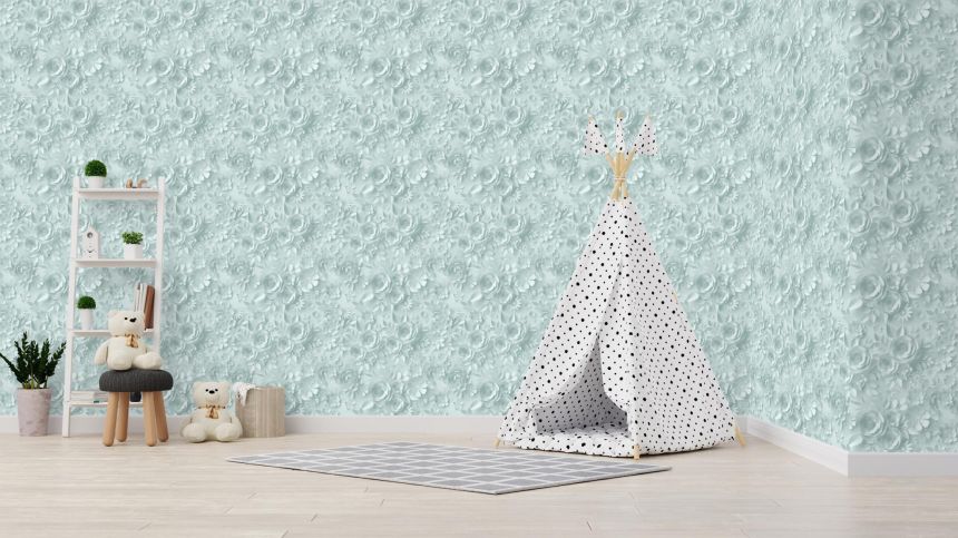 Vliesová květinová zelená tapeta s 3D efektem- M44604, My Kingdom, Ugépa