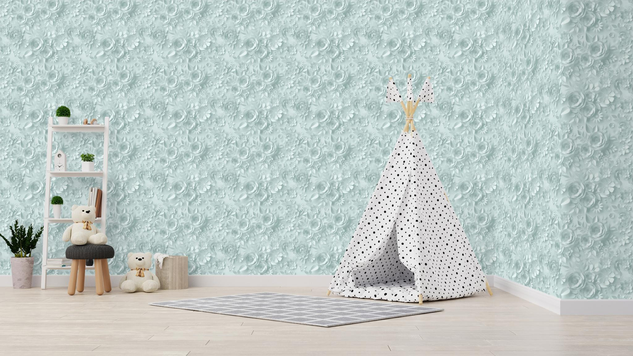 Vliesová květinová zelená tapeta s 3D efektem- M44604, My Kingdom, Ugépa