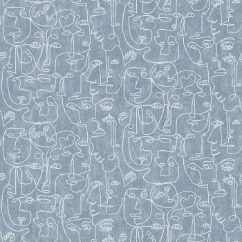 Vliesová grafická modrá tapeta - tváře, obličeje M41201, 241201, Arty, Vavex