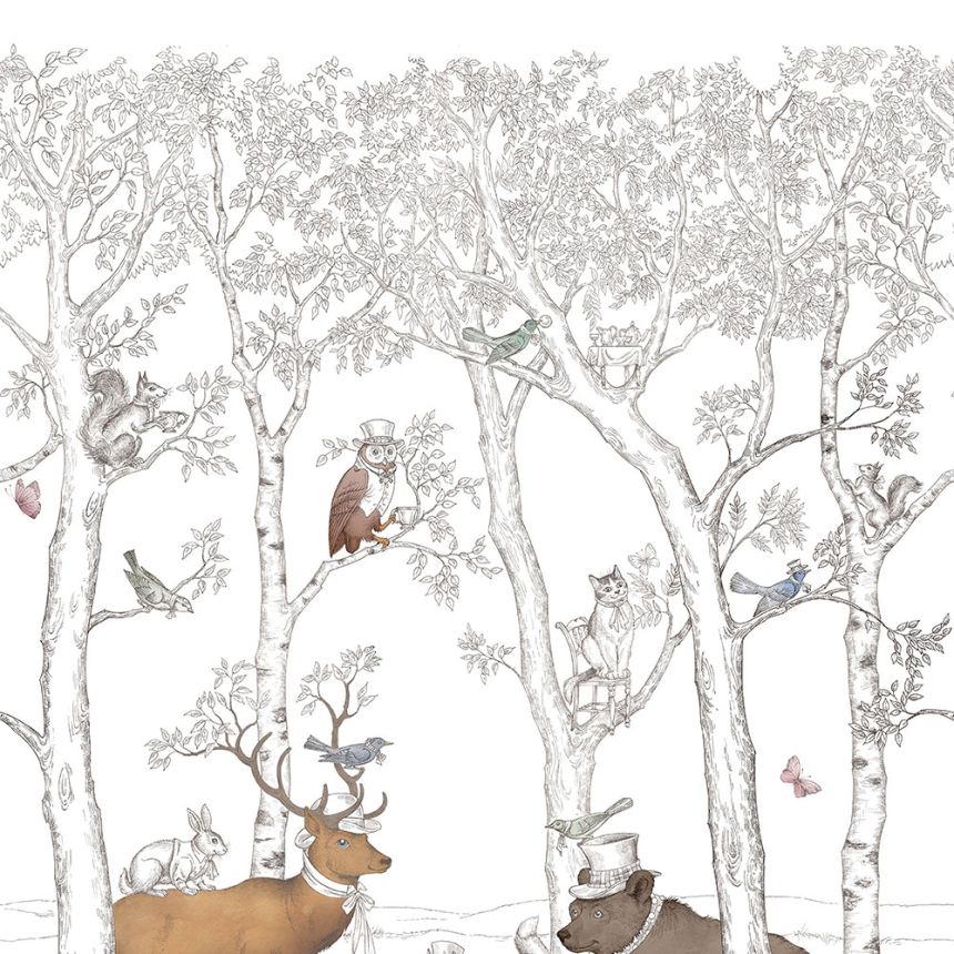 Vliesová dětská fototapeta, les, lesní zvířátka JS6001, 212 x 280cm, Jack´N Rose 2024, Grandeco