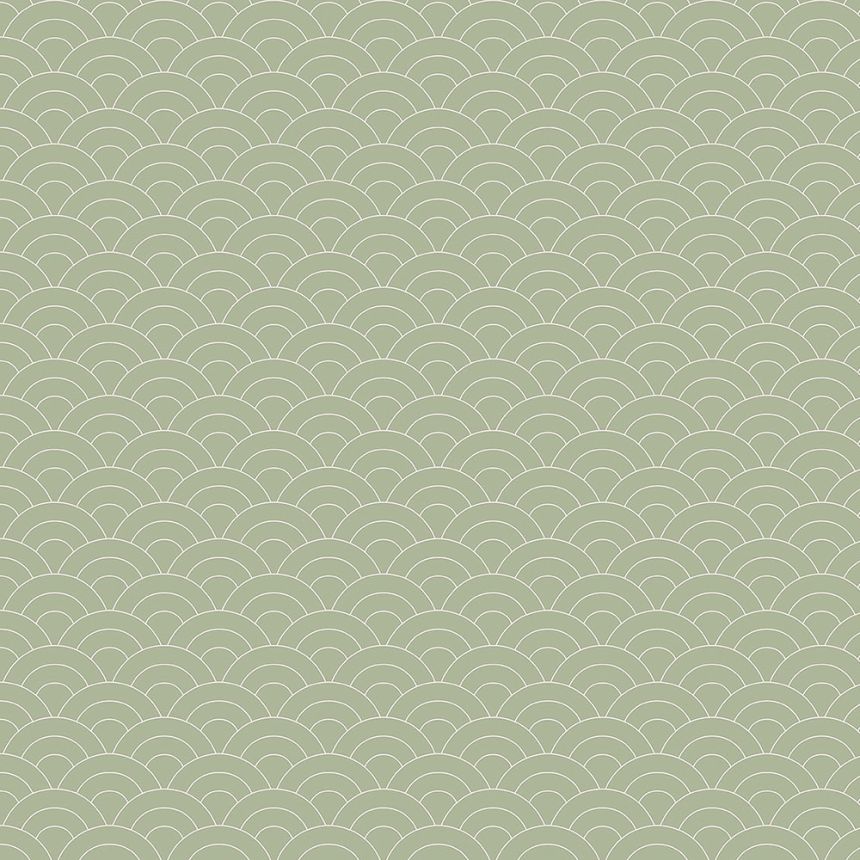 Zelená vliesová tapeta na zeď, obloukový vzor 6506-3, Batabasta, ICH Wallcoverings