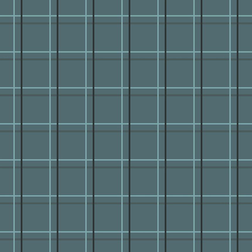 Tyrkysová geometrická vliesová tapeta, tartan 6505-1, Batabasta, ICH Wallcoverings
