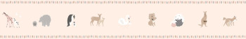 Růžová dětská samolepící bordura se zvířátky 7504-3, Noa, ICH Wallcoverin