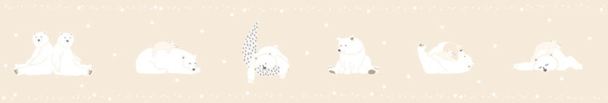 Béžová dětská samolepící bordura, medvídci, hvězdičky 7503-2, Noa, ICH Wallcoverings