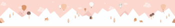 Růžová dětská samolepící bordura, hory, balony 7501-3, Noa, ICH Wallcoverings