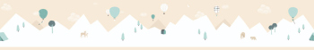 Krémová dětská samolepící bordura, hory, balony 7501-2, Noa, ICH Wallcovering