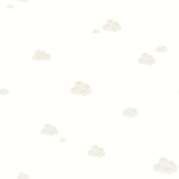 Bílá dětská vliesová tapeta se béžovými mráčky ,7006-2, Noa, ICH Wallcoverings