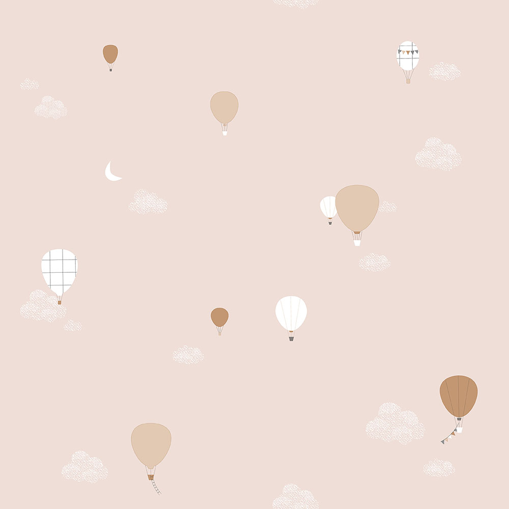 Růžová dětská vliesová tapeta na zeď - mráčky, balony, 7001-3, Noa, ICH Wallcoverings