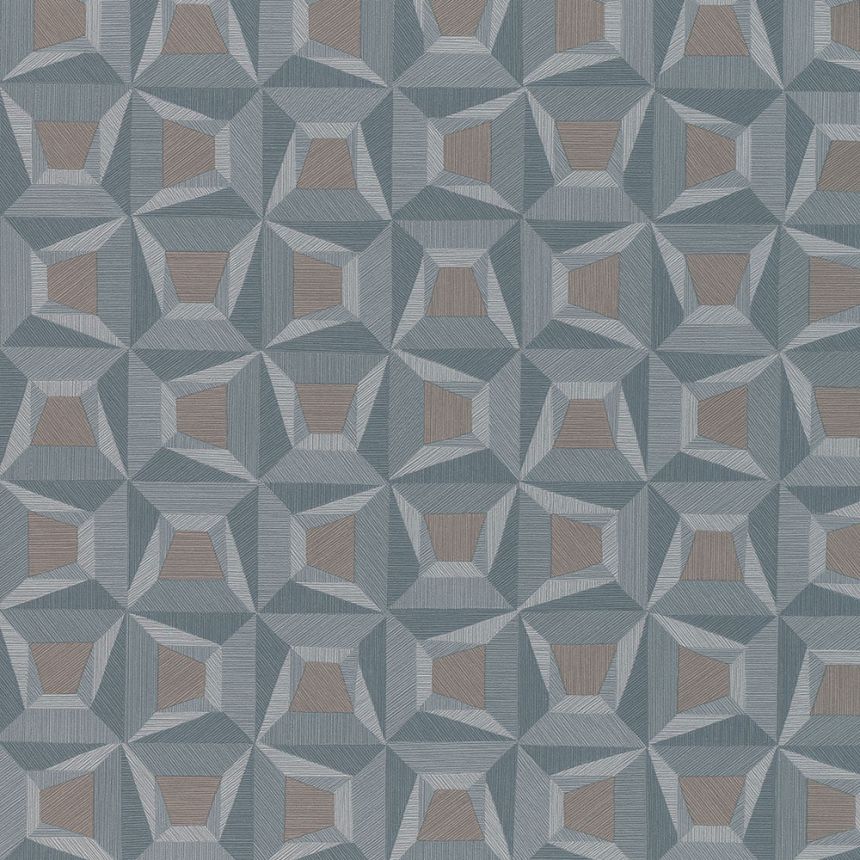 Modrá vliesová geometrická tapeta na zeď s vinylovým povrchem 31910, Textilia, Limonta