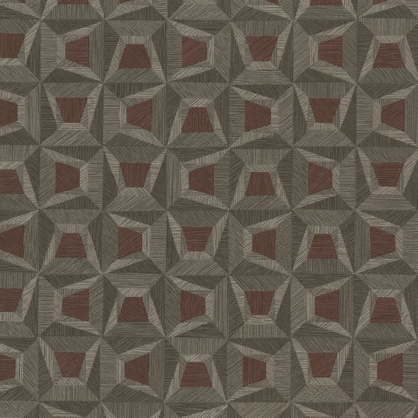 Hnědá vliesová geometrická tapeta na zeď s vinylovým povrchem 31911, Textilia, Limonta