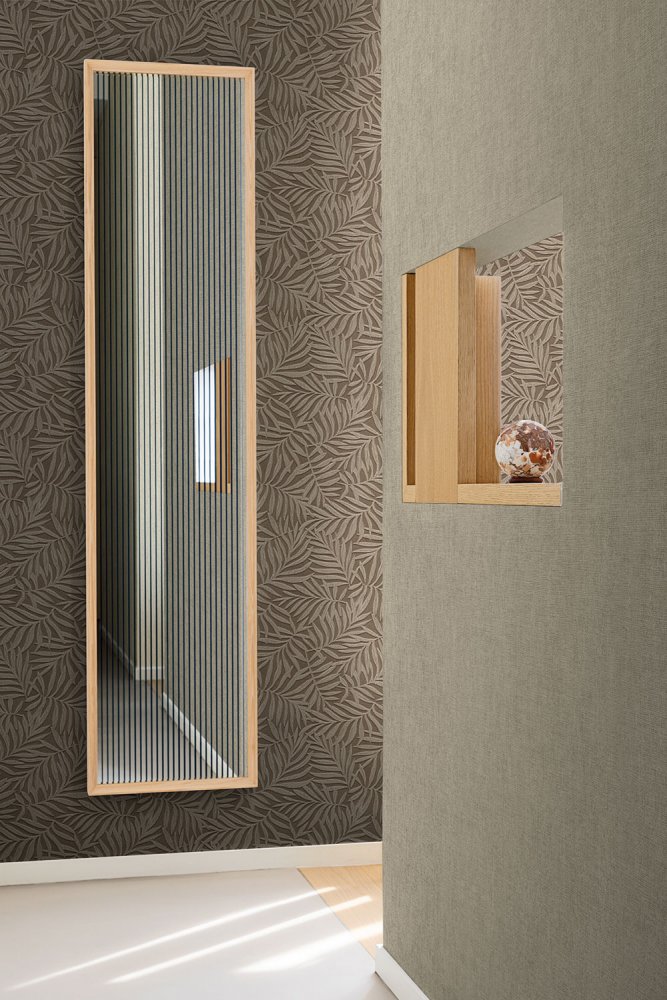 Hnědá vliesová tapeta na zeď s vinylovým povrchem, Listy 31807, Textilia, Limonta