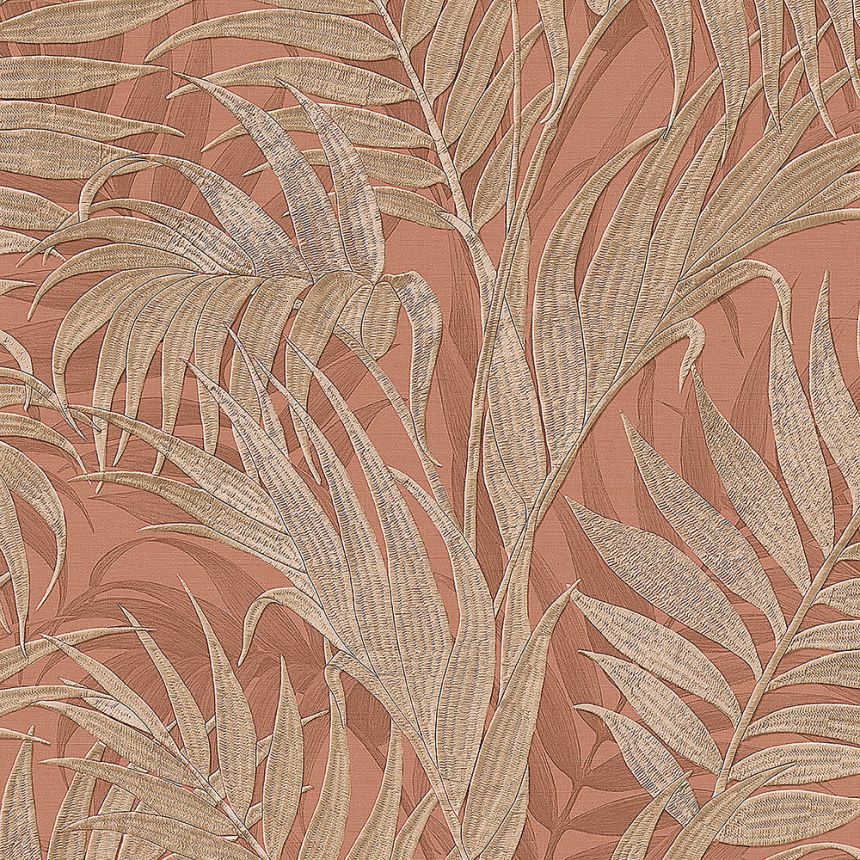 Luxusní terakotová vliesová tapeta, palmové listy GR322106, Grace, Design ID