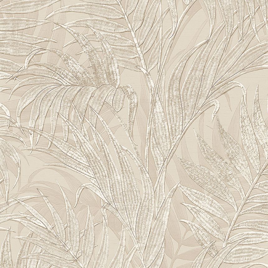 Luxusní béžová vliesová tapeta, palmové listy GR322102, Grace, Design ID