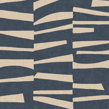 Modro-béžová vliesová tapeta s geometrickým retro vzorem, 318022, Twist, Eijffinger