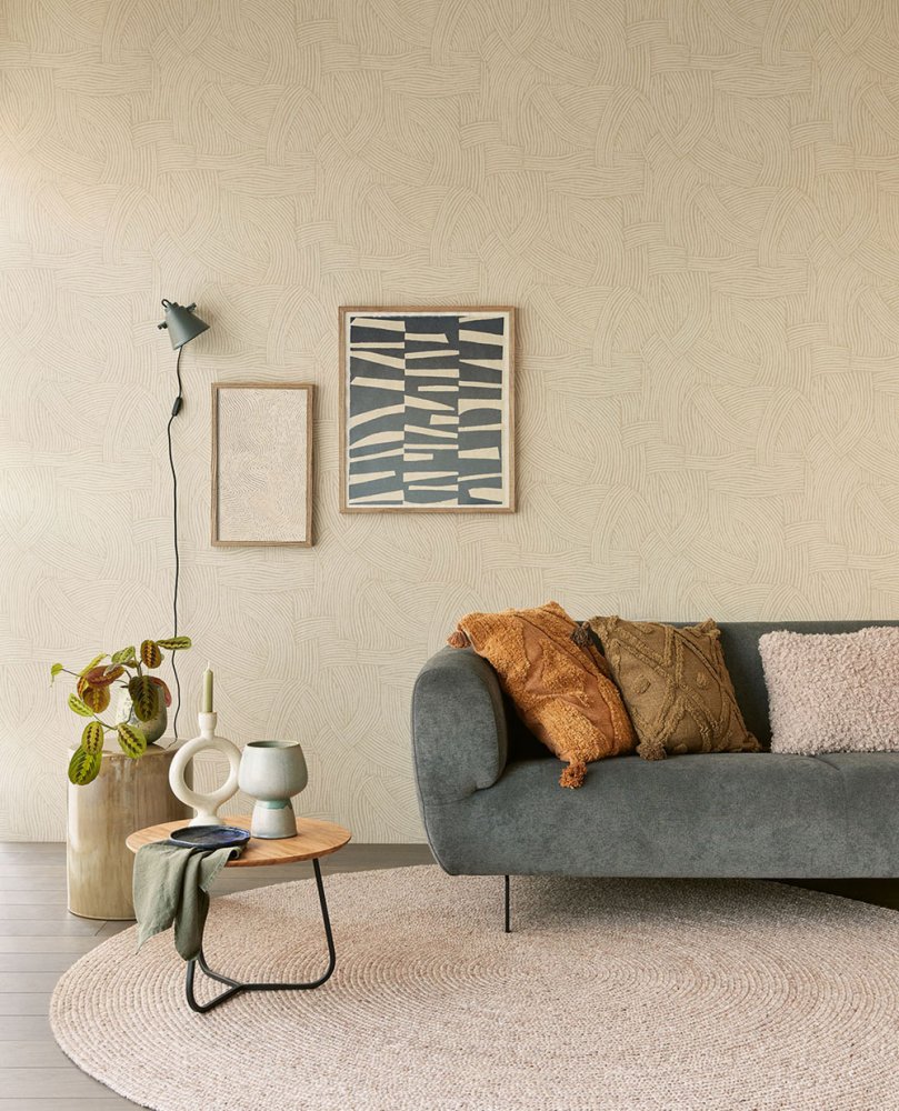 Béžová vliesová tapeta s grafickým etno vzorem, 318011, Twist, Eijffinger