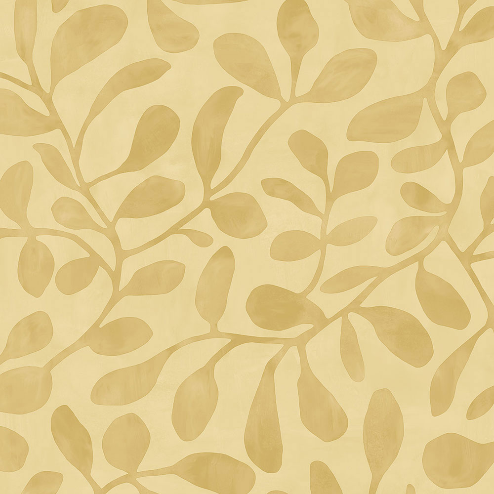 Okrová vliesová tapeta, rostliny, větvičky, listy 318034, Twist, Eijffinger