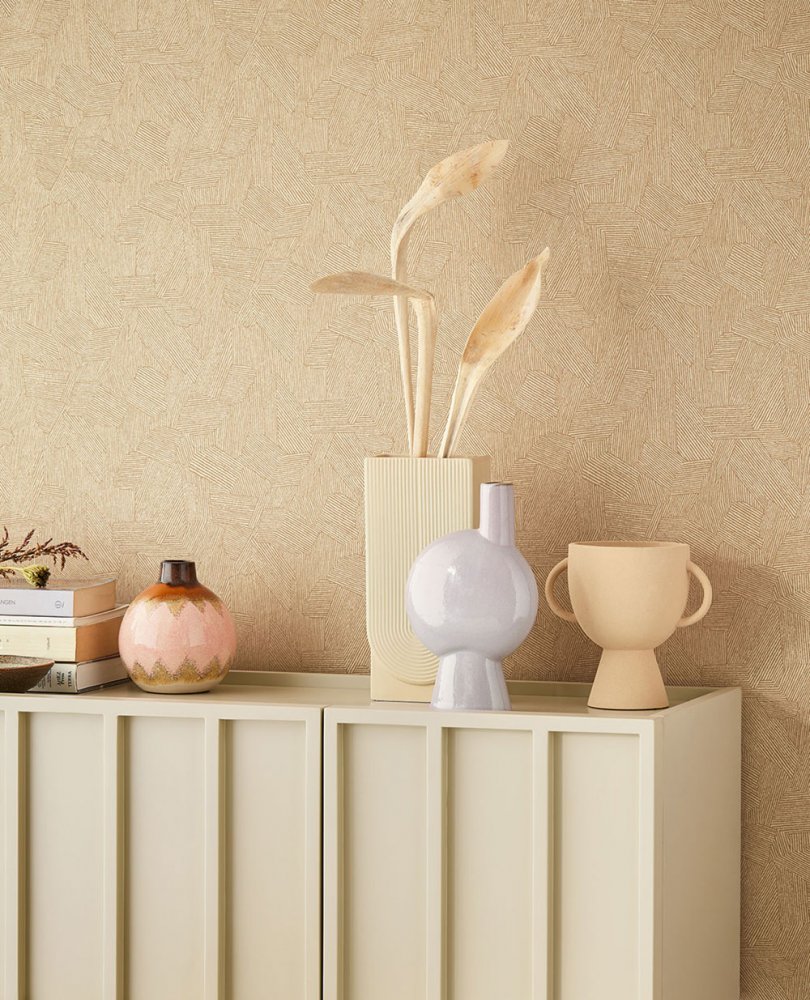 Okrová vliesová tapeta s grafickým etno vzorem, 318002, Twist, Eijffinger