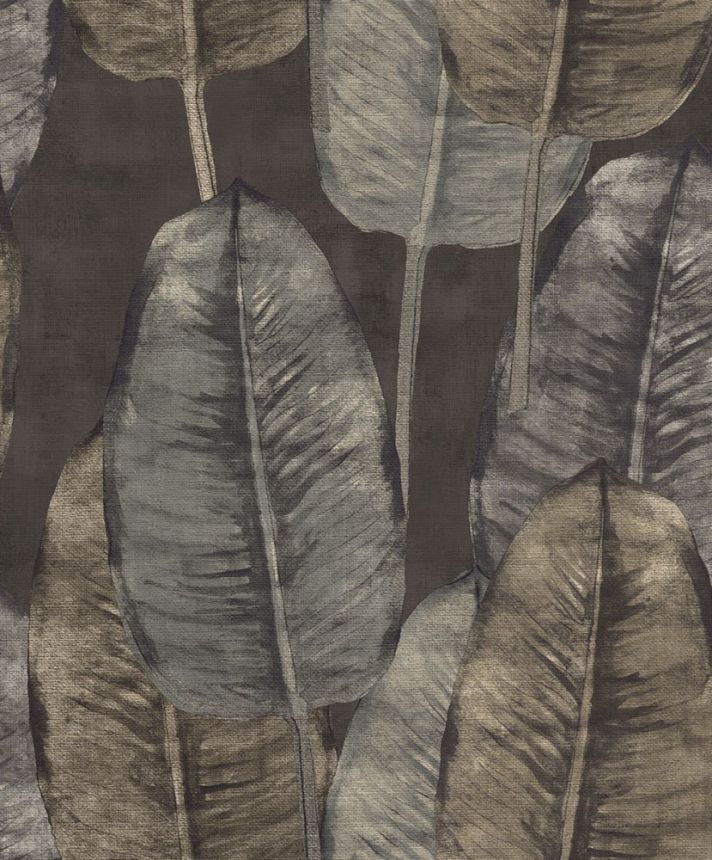 Strukturovaná vliesová tapeta, hnědé a šedé listy TA25084 Tahiti, Decoprint