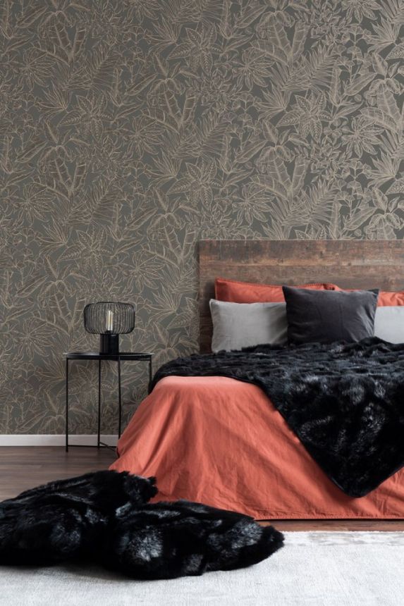 Luxusní vliesová tapeta s motivem měděných listů, 115719, Opulence, Graham & Brown