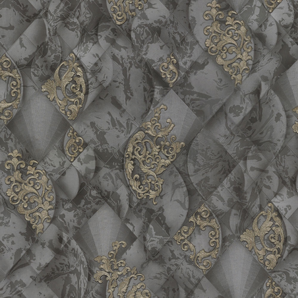 Luxusní šedo-černá vliesová tapeta s ornamenty M31926, Magnifica Murella, Zambaiti Parati