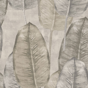 Strukturovaná vliesová tapeta, hnědé šedé listy TA25080 Tahiti, Decoprint