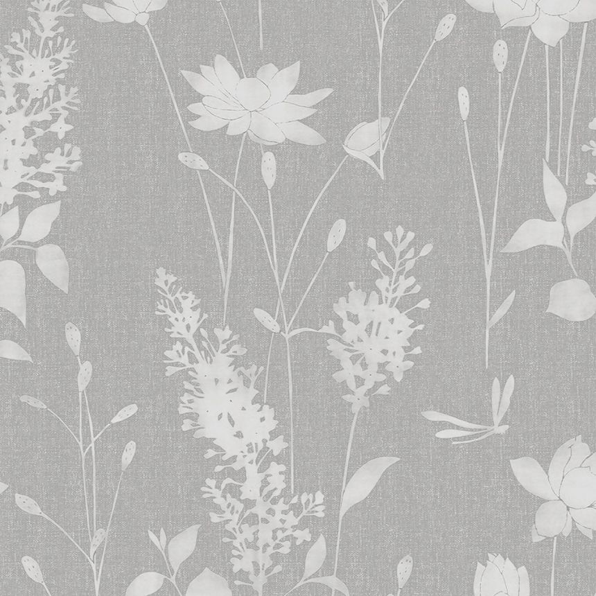 Vliesová tapeta s bílošedými květy 113344, Laura Ashley, Graham & Brown