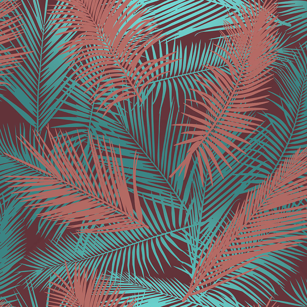 Vliesová tapeta na zeď, vínovo-tyrkysové, listy, 298210, Premium Selection, Vavex