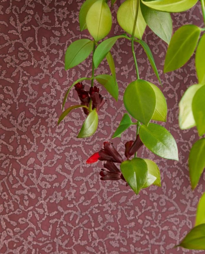 Vínová vliesová tapeta na zeď, motiv květin, 392543, Carmen, Eijffinger