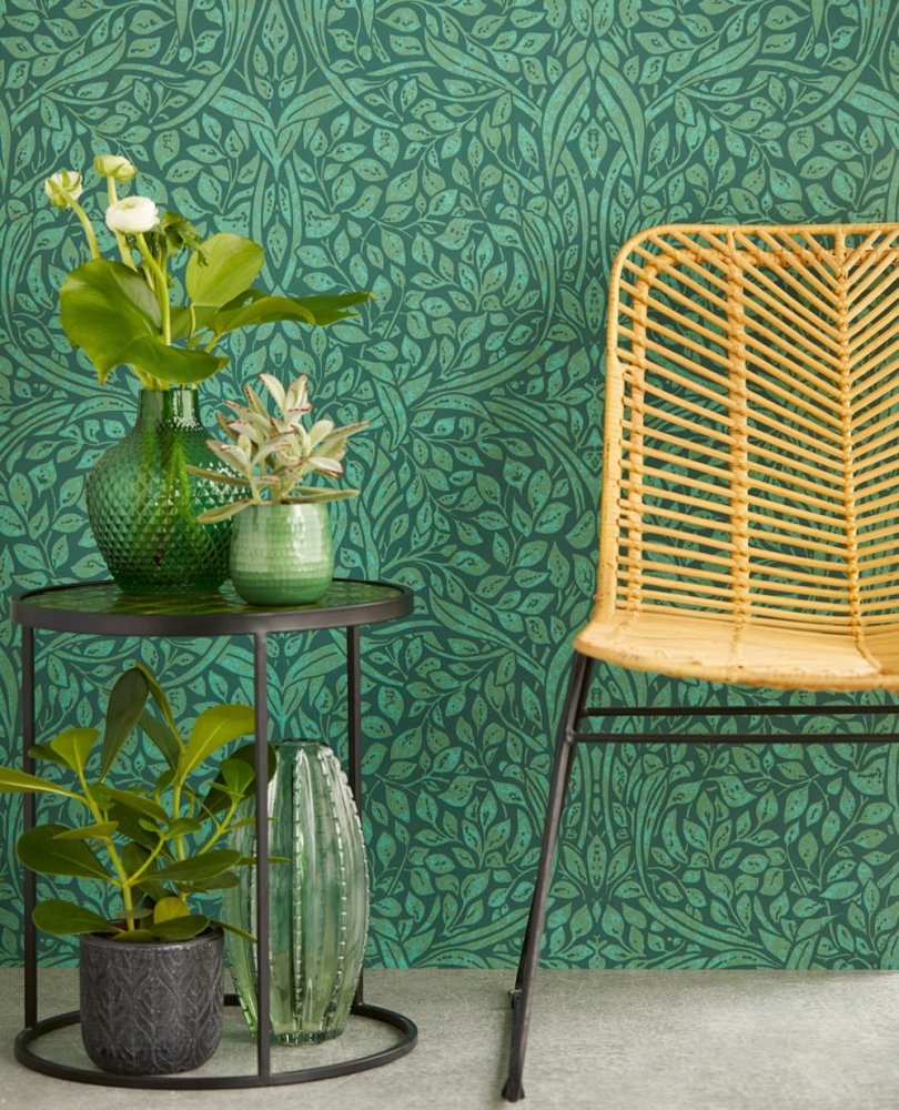 Zelená vliesová tapeta s listy, 392512, Carmen, Eijffinger