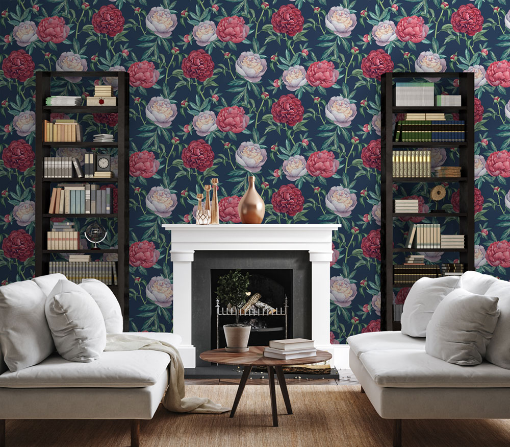 Červená vliesová tapeta na zeď, Květy, M57305, Adéle, Ugépa