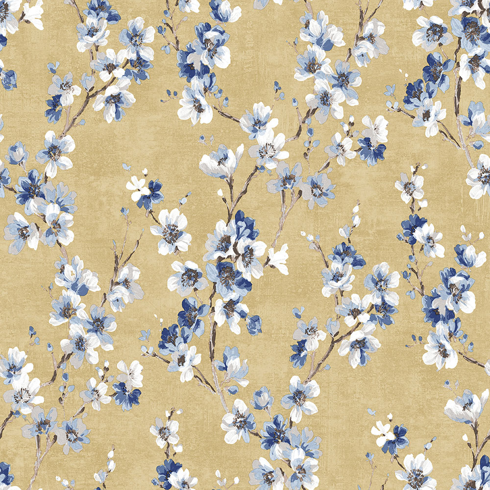 Žlutá vliesová tapeta na zeď, Květy, M52702, Adéle, Ugépa