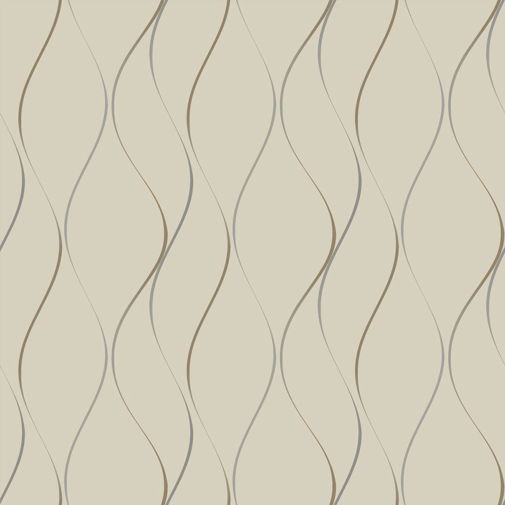 Luxusní béžová vliesová tapeta se zlatými vlnkami Y6201404, Dazzling Dimensions 2, York