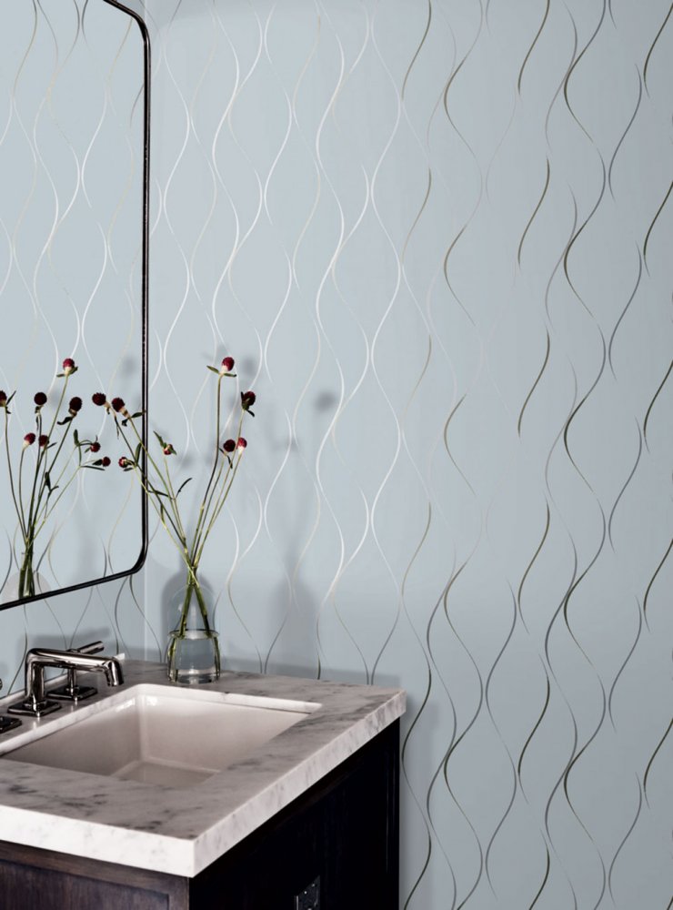Luxusní šedo-modrá tapeta, metalické vlnky DD3701, Dazzling Dimensions 2, York