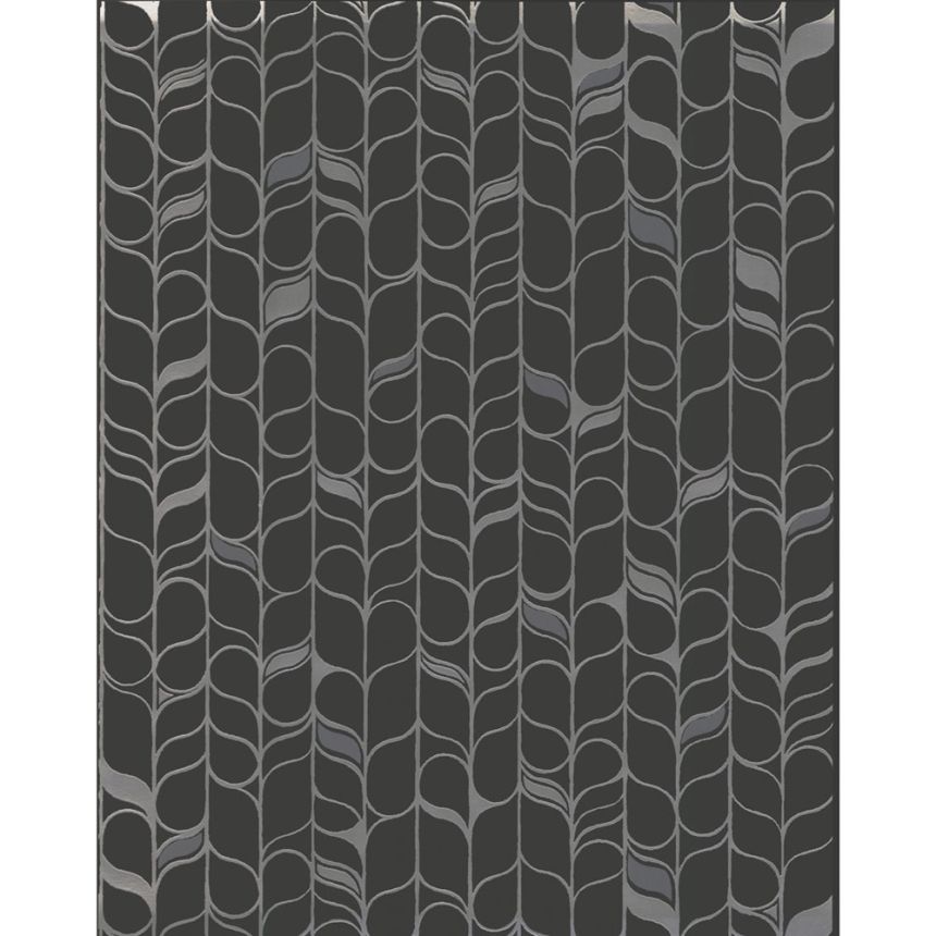 Černostříbrná vliesová tapeta na zeď, listy OS4205, Modern Nature II, York