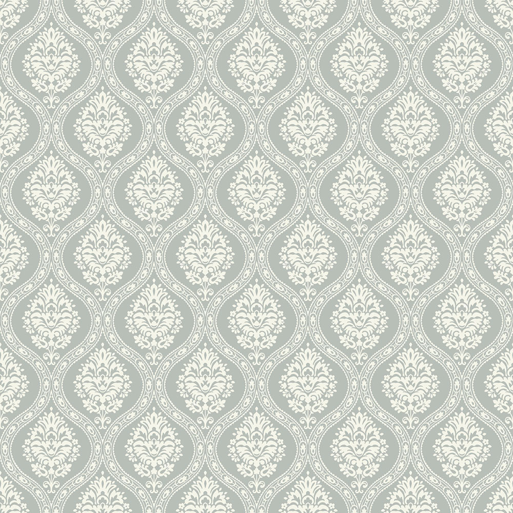 Šedozelená předklížená tapeta, damaškový vzor DM5028, Damask, York