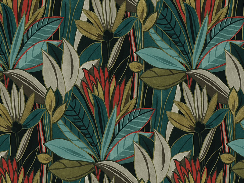 Vliesová obrazová tapeta, Listy, Z66870, 5,10 X 3 m, Satin Flowers, Zambaiti Parati