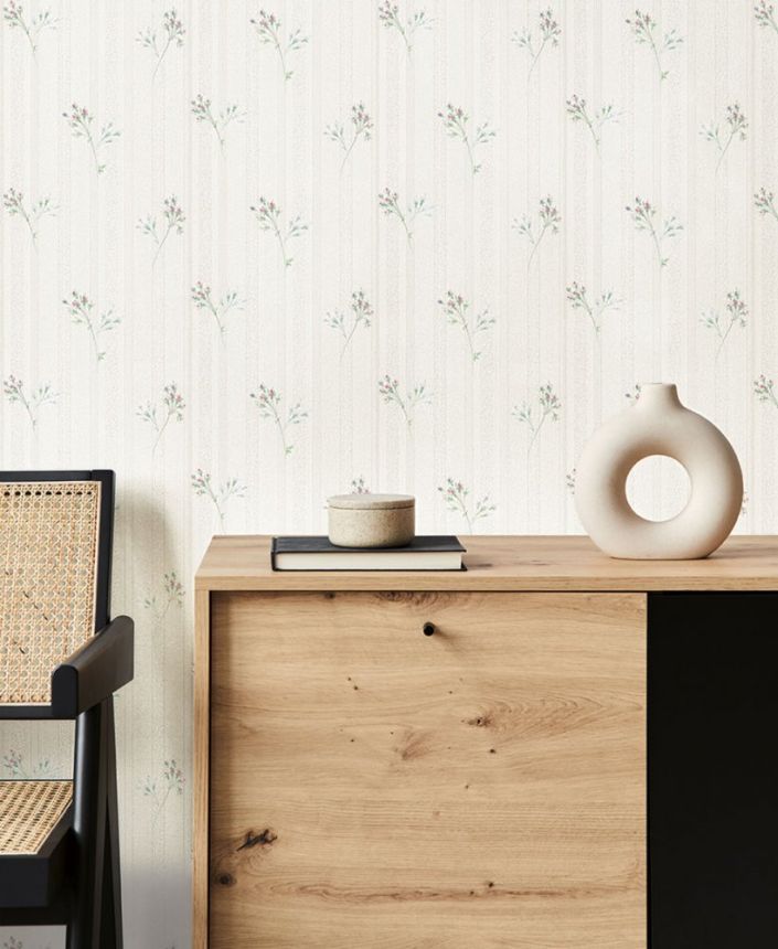 Béžová vliesová tapeta na zeď květiny, Z66865, Satin Flowers, Zambaiti Parati