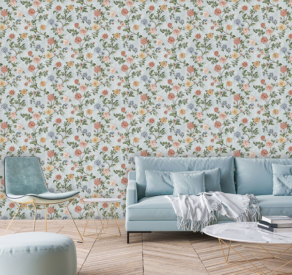 Modrá vliesová tapeta na zeď květiny, Z66807, Satin Flowers, Zambaiti Parati