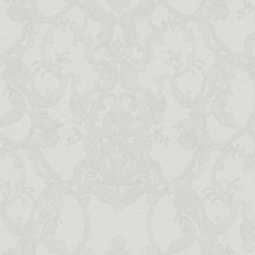 Bílo-stříbrná ornamentální vliesová tapeta s vinylovým povrchem Z80040 Philipp Plein, Zambaiti Parati