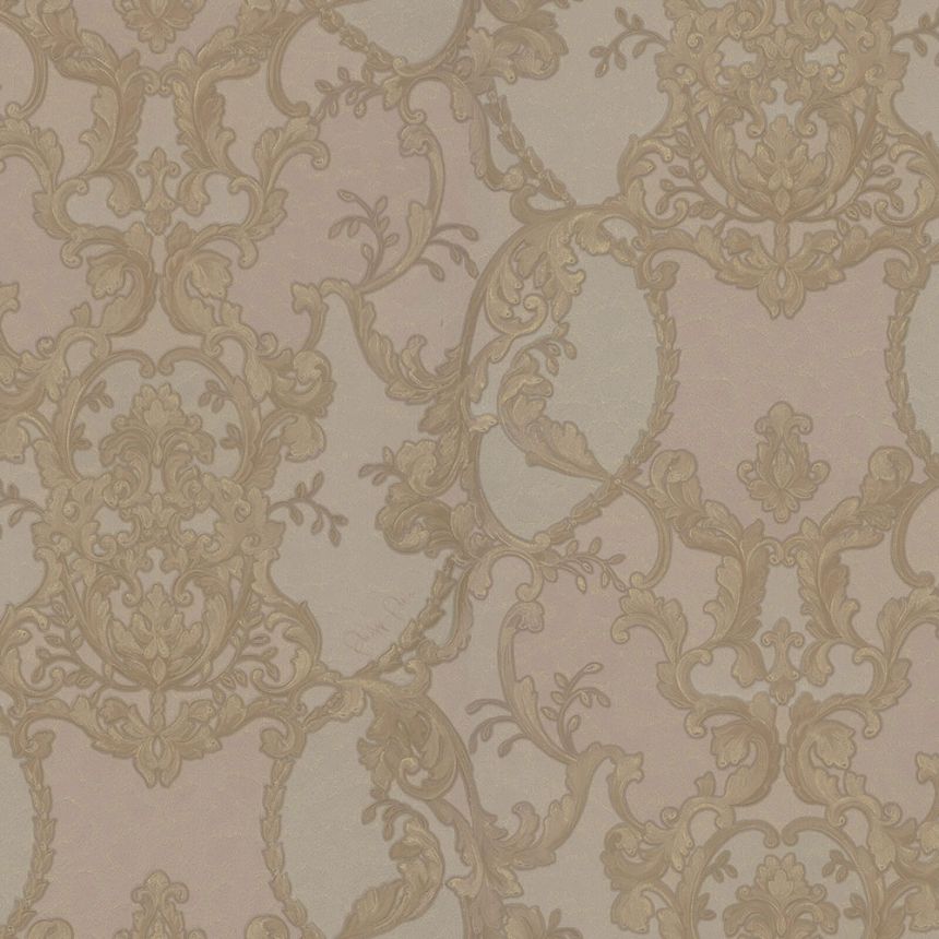 Zlato-béžová ornamentální vliesová tapeta s vinylovým povrchem Z80037 Philipp Plein, Zambaiti Parati