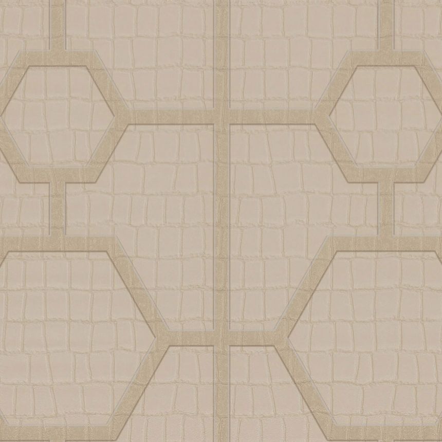 Béžová geometrická vliesová tapeta s vinylovým povrchem Z80030 Philipp Plein, Zambaiti Parati