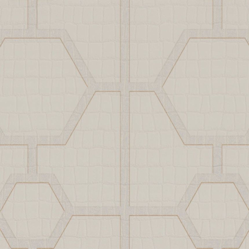 Krémová geometrická vliesová tapeta s vinylovým povrchem Z80028 Philipp Plein, Zambaiti Parati